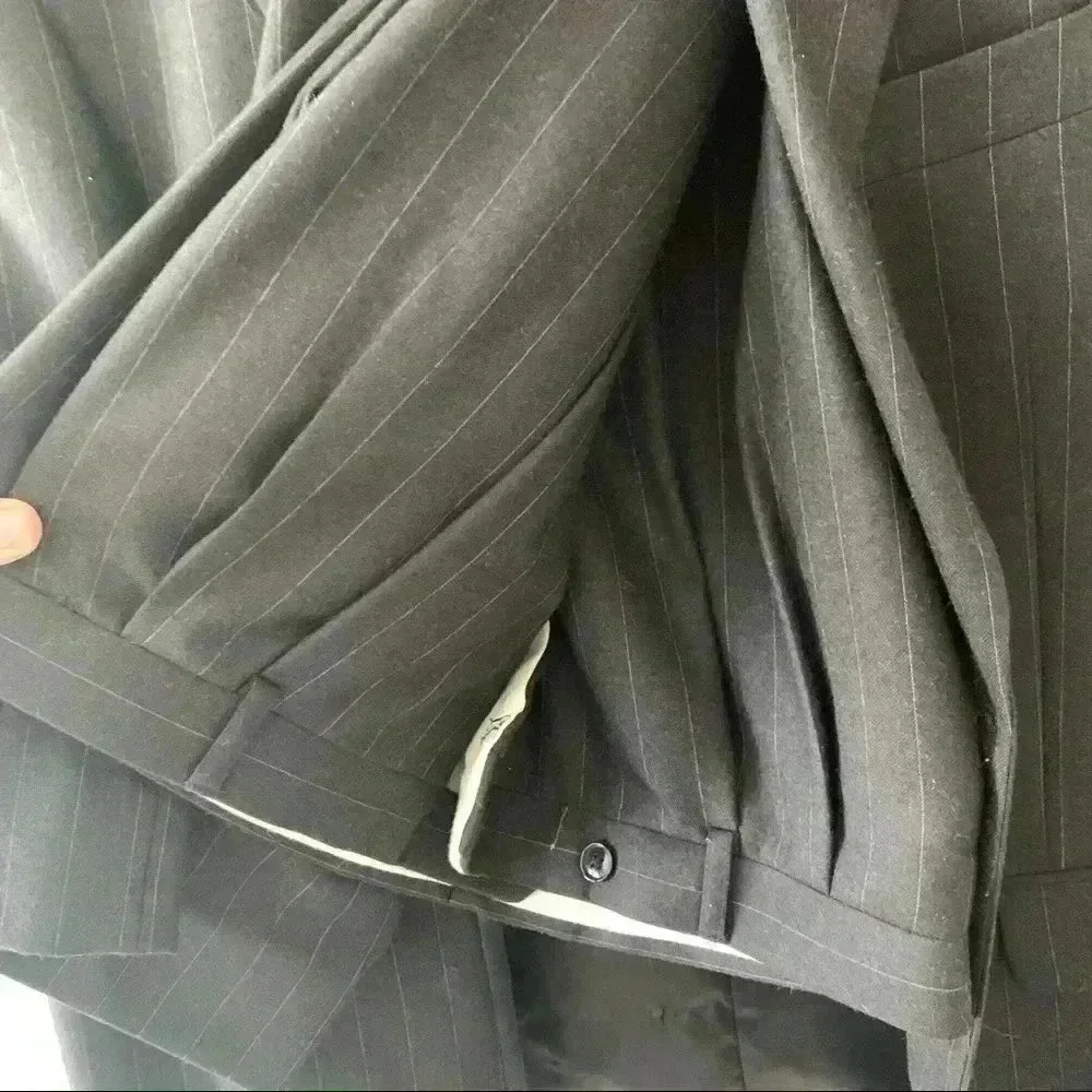 Mens black pinstripe cashmere/wool suit
